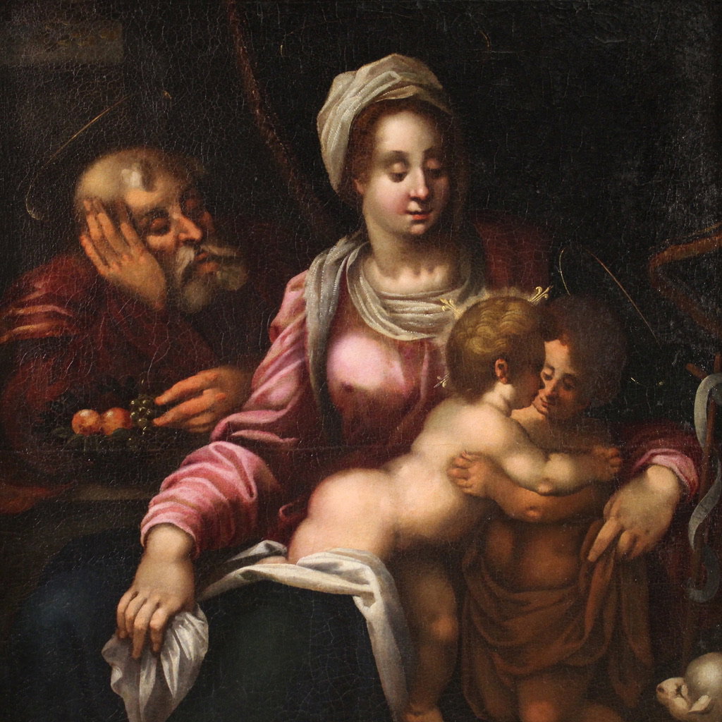 Ecole toscane du 16ème siècle, tableau Sainte Famille
